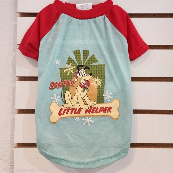 Other - Disney Pluto Santa's Little Helper Dog Christmas Tee Shirt Red Blue